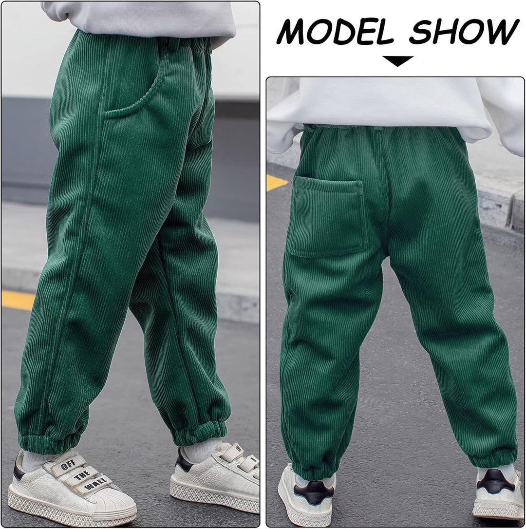 Happy Cherry- Jungen Mädchen Cordhose Lange Hose mit Elastischem Bund Kinder Jogginghose mit Taschen