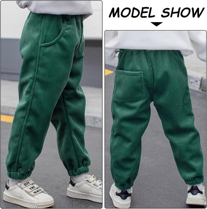 Happy Cherry- Jungen Mädchen Cordhose Lange Hose mit Elastischem Bund Kinder Jogginghose mit Taschen