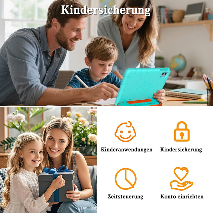 ZIOVO Kinder Tablet 10 Zoll Android 15 mit 30GB RAM+TF 2TB, 5G WiFi, Gemini AI, Octa-Core, Widevine