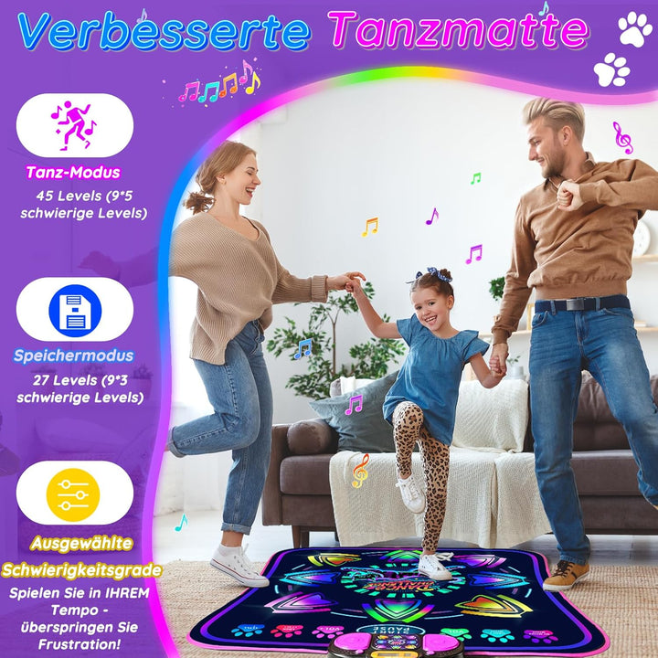 MOMUSE Tanzmatte Kinder, Spielzeug Geschenke für Mädchen Jungen Alter 3 4 5 6 7 8 Jahre, Musikmatte
