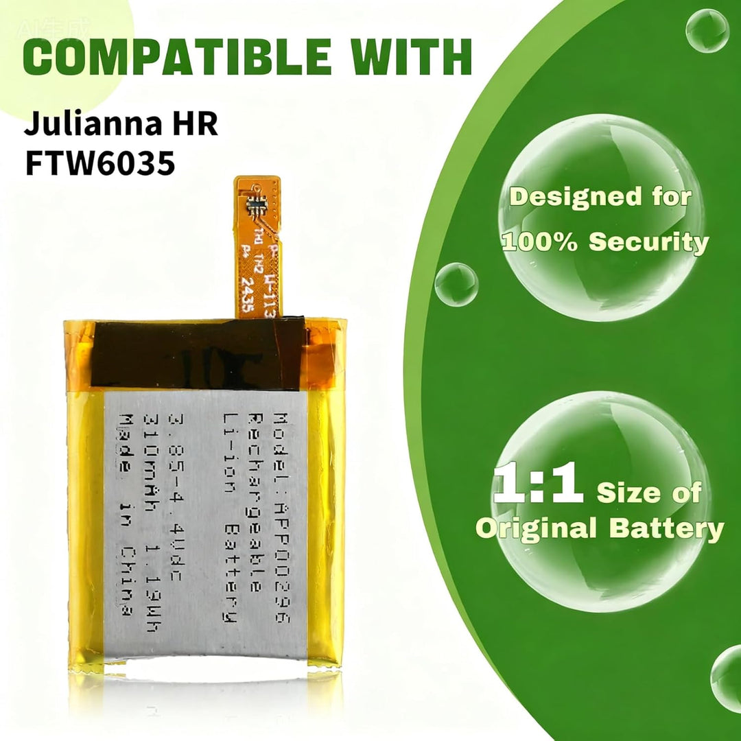 Neu APP00296 Akku Ersatz Kompatibel mit Fossil Julianna HR FTW6035 1ICP4/24/28 Ersatzbatterie mit ak
