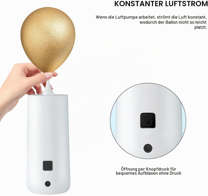 OBEST Luftballonpumpe Elektrisch Ballonpumpe Tragbare | Mini Ballon Aufblasgerät für lange Runde Bal