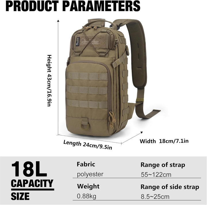 Mardingtop 18L Taktischer Rucksack für Herren mit abnehmbaren Schultergurten Vielseitiger 3-in-1 Ruc