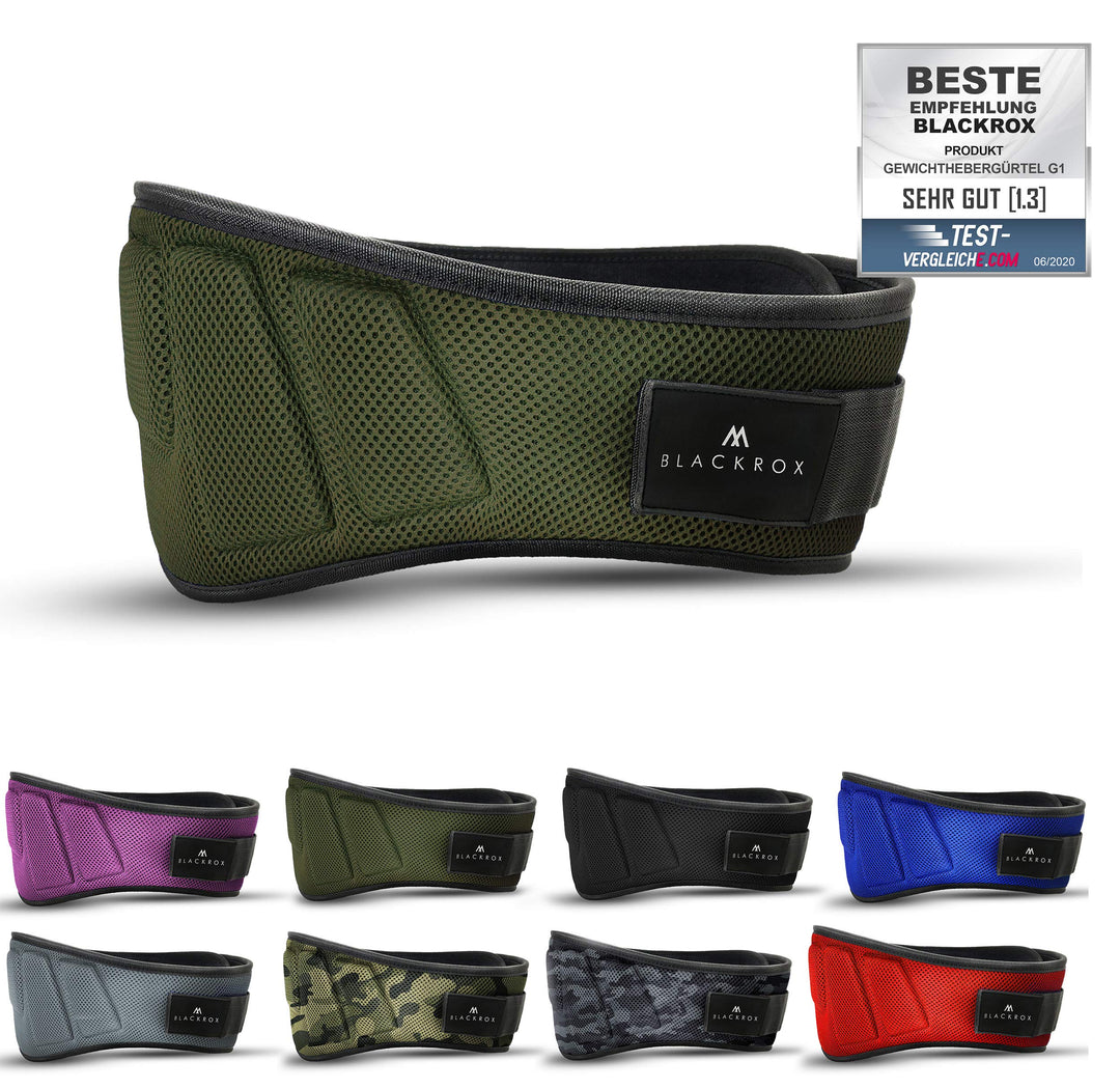 BLACKROX Gewichthebergürtel G1 Vergleichssieger Trainingsgürtel Fitness Gürtel Krafttraining bodybui
