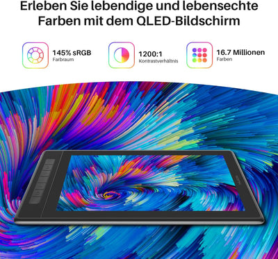 HUION Kamvas Pro 13 2.5K Grafiktablett mit Display, 13,3 Zoll Drawing Tablet, Dital Zeichentablett m