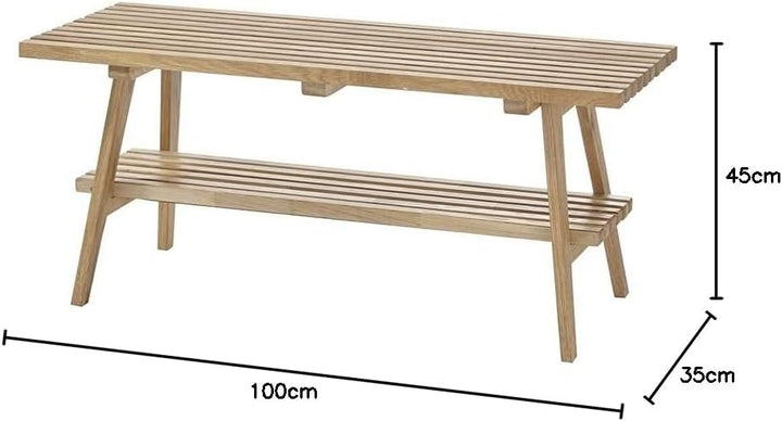 Robas Lund Garderobensitzbank Eiche Massivholz, Belastbarkeit 110 kg, BxHxT 100x45x35 cm