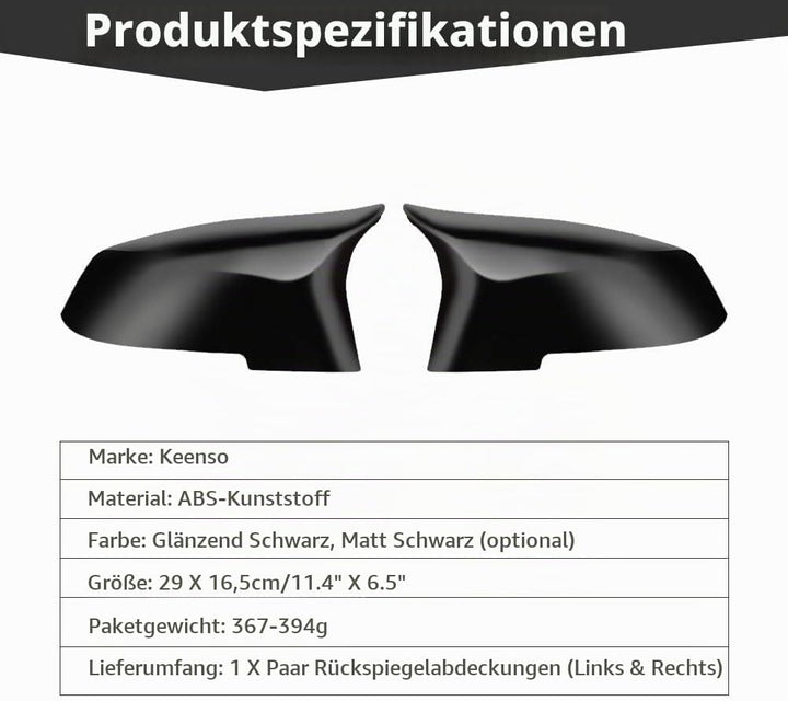 Keenso Auto Spiegelkappen, 1 Paar Auto Tür Aussenspiegelkappe Rückspiegelkappe Seitenspiegel Abdecku