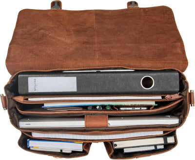 STILORD 'Zeus' Grosse Leder Aktentasche Vintage Lehrertasche Businesstasche 15,6 Zoll Laptoptasche X