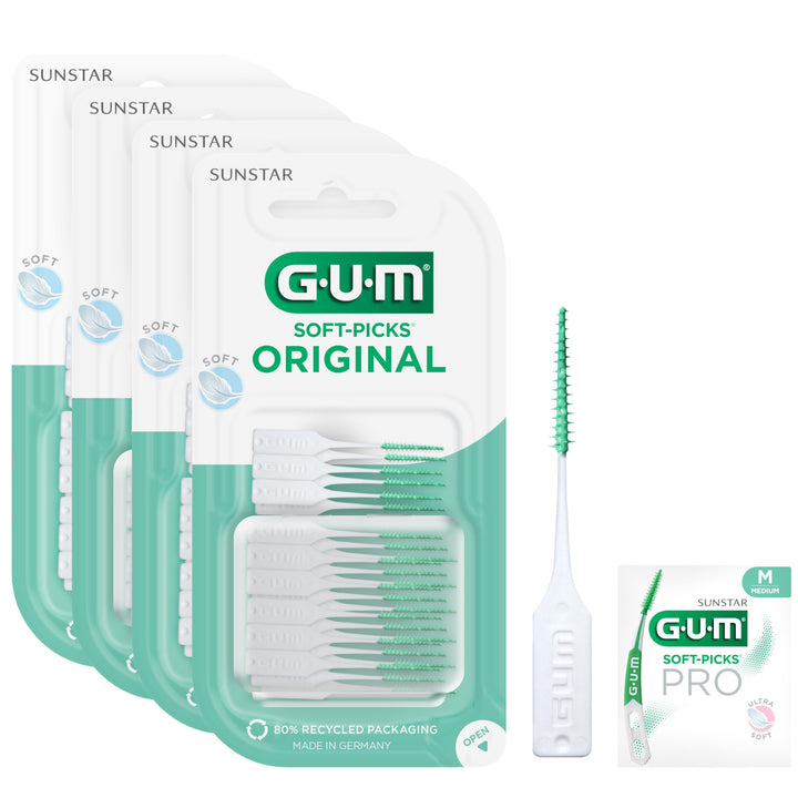 GUM SOFT-PICKS ORIGINAL Interdentalreiniger | Zahnreinigung und Plaque Entfernung | Grösse M | 4 x 5