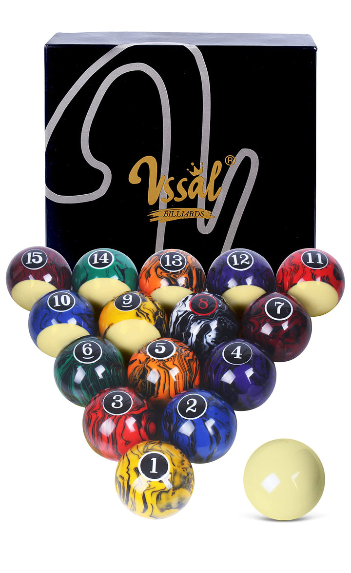 Billiard Balls Set Pool Table Balls Marble-Swirl &amp; Classic Style 16 Ball Set Turnier Dark Marble, Tu