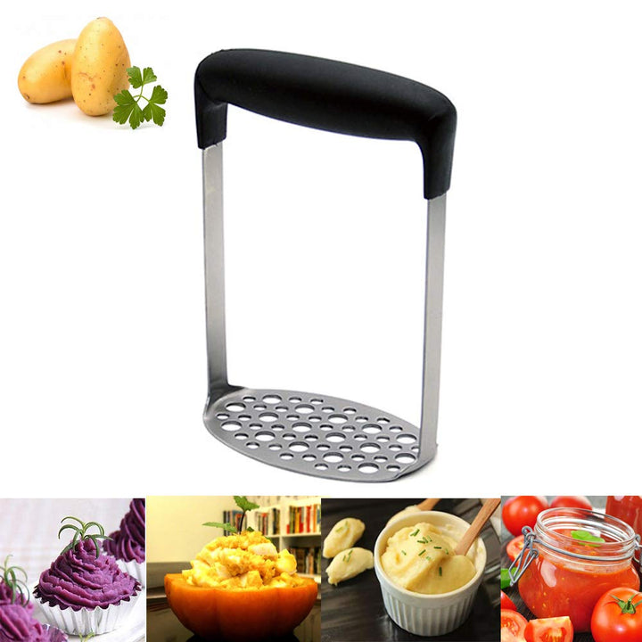 Yolococa Küchenstampfer Kartoffel Stampfer Edelstahl Kartoffelpresse für Gemüse und Früchte
