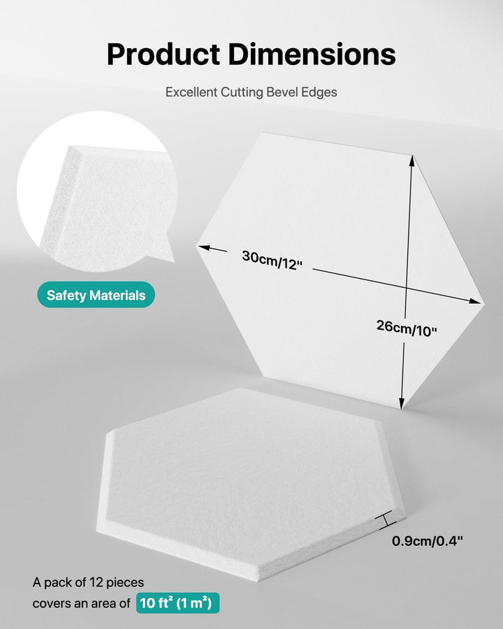 Hexagon Akustikplatten Selbstklebend Soundsbay 12 Stück Schallschutzplatten Hohe Dichte Akustik Pane