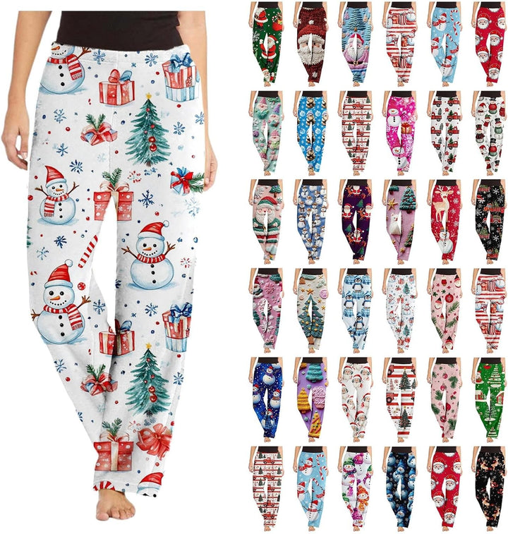 Generisch 2025 Flanell-Schlafhose für Männer Frauen mit Cartoon-Print doppelte Fleece-Hose Compatibl