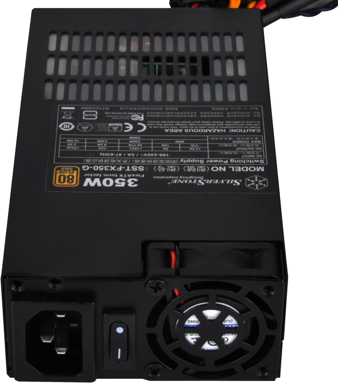 SilverStone SST-FX350-G - Flex Serie, 350W 80 Plus Gold geäuscharmes PC-Netzteil mit 40mm-Lüfter