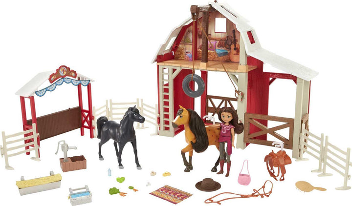 Dreamworks Spirit HDK57 - Deluxe Reiterhof Spielset, Puppe Lucky, Pferd Sprit, Pferdefigur, Stall, A