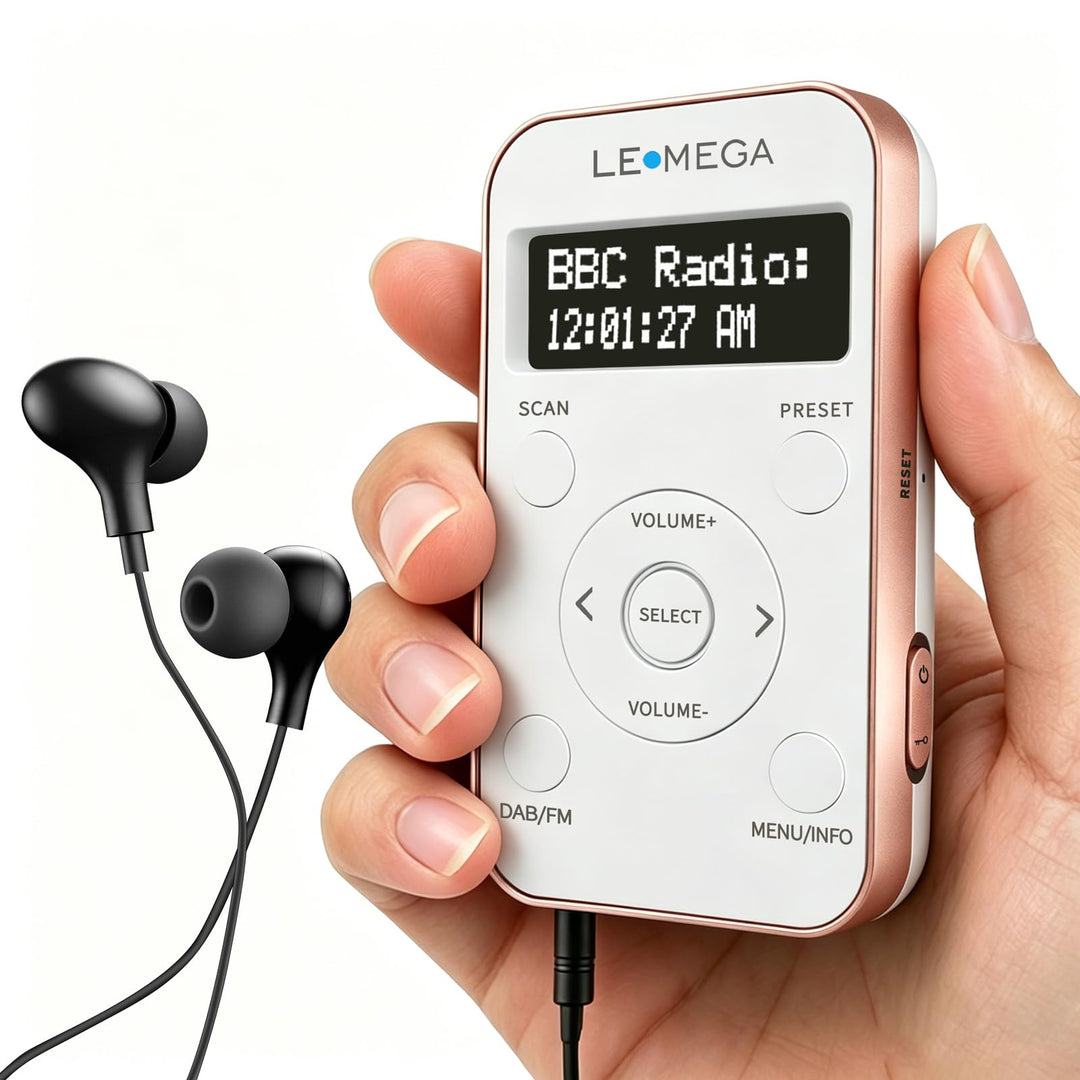 LEMEGA PR1L Taschen-DAB-Radio, FM-Radio, tragbares DAB+-Radio, inkl. Kopfhörer, wiederaufladbare Bat