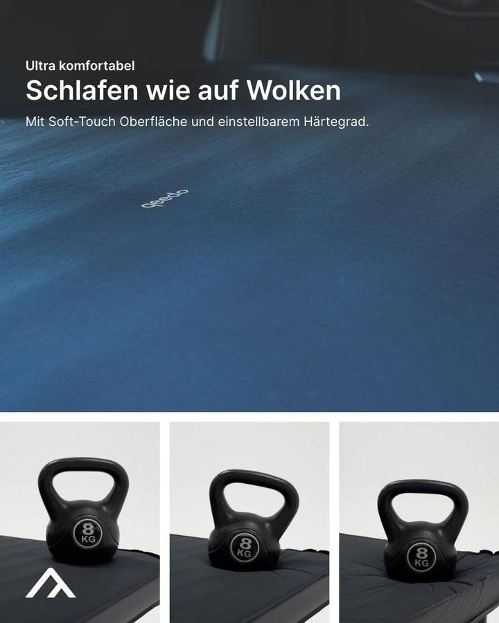qeedo Cloudmat - Selbstaufblasende Premium Luftmatratze - weiche, Bequeme Isomatte mit Soft Touch Ob