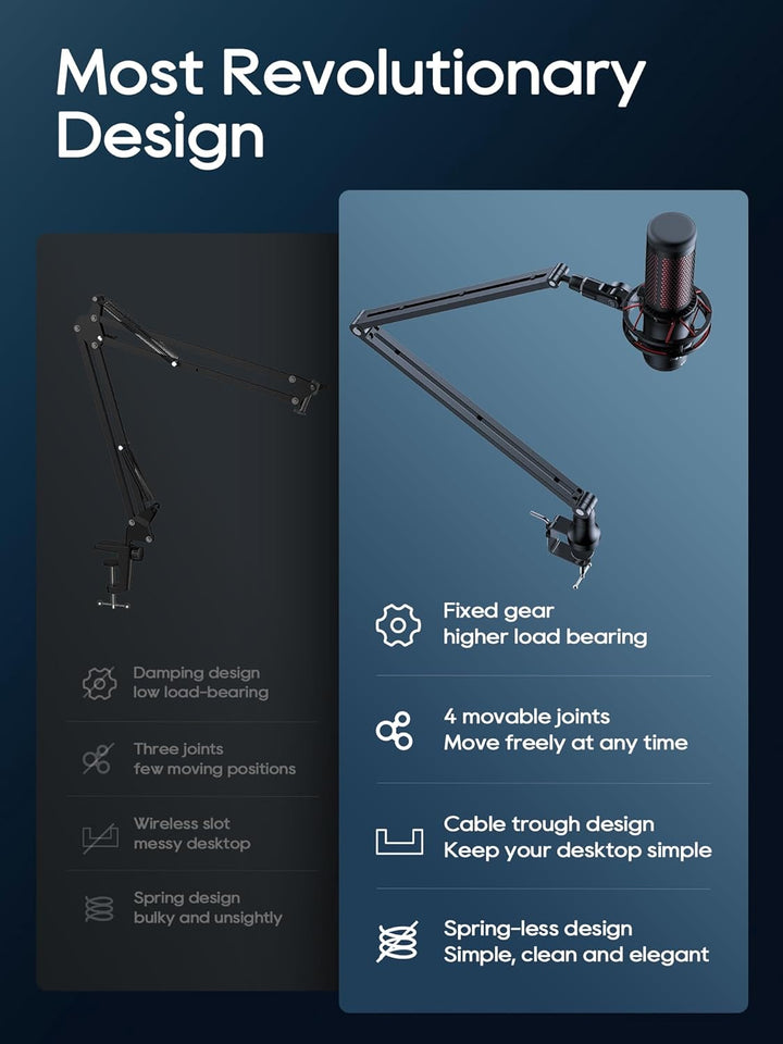 Mikrofonständer Boom Arm, 360° drehbarer Mikrofonständer mit Tischhalterung