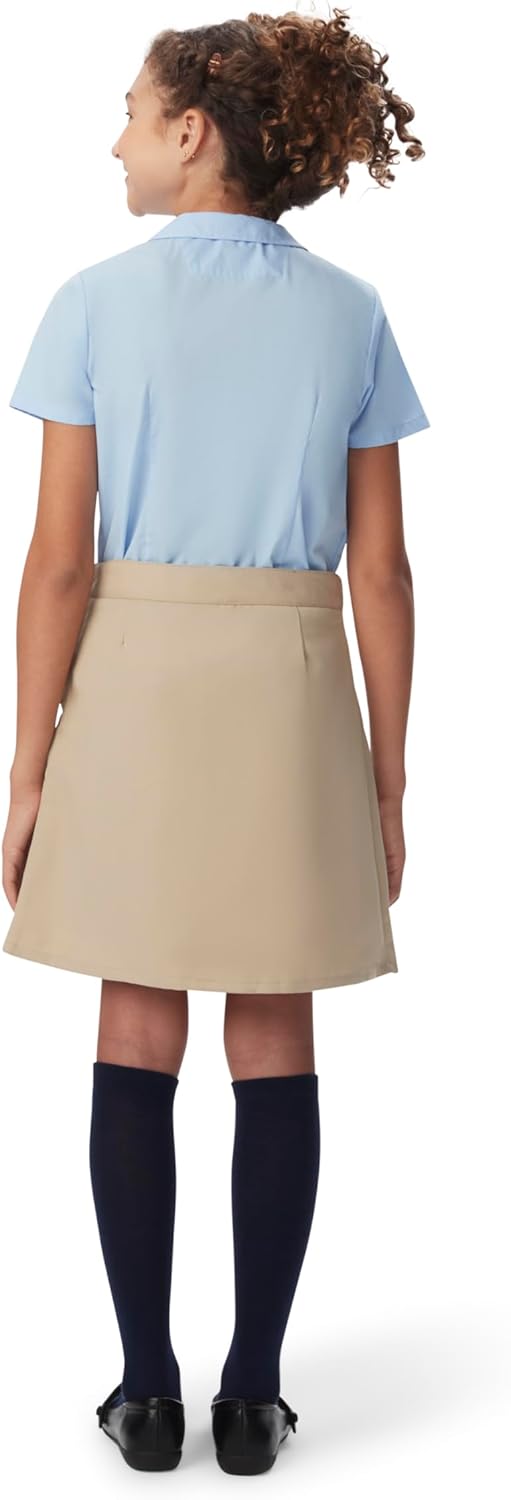 French Toast Big Girls' Two-Tab Pleated Scooter, Khaki, 12