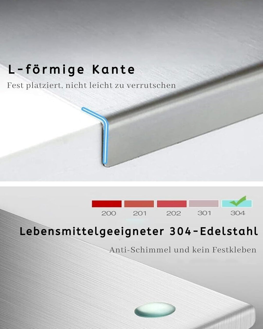 JanYoo Arbeitsplatte Knetbrett 304 Edelstahl Titan Schneidebrett 40x30cm, 2mm Dicke Titanium Cutting