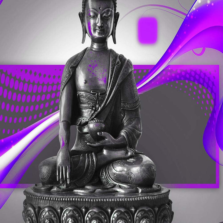 Wanddeko XXL Buddha Leinwandbild 5 Teilig Abstraktion Figur Statue rosa 100x70 cm Leinwandbild 100x7