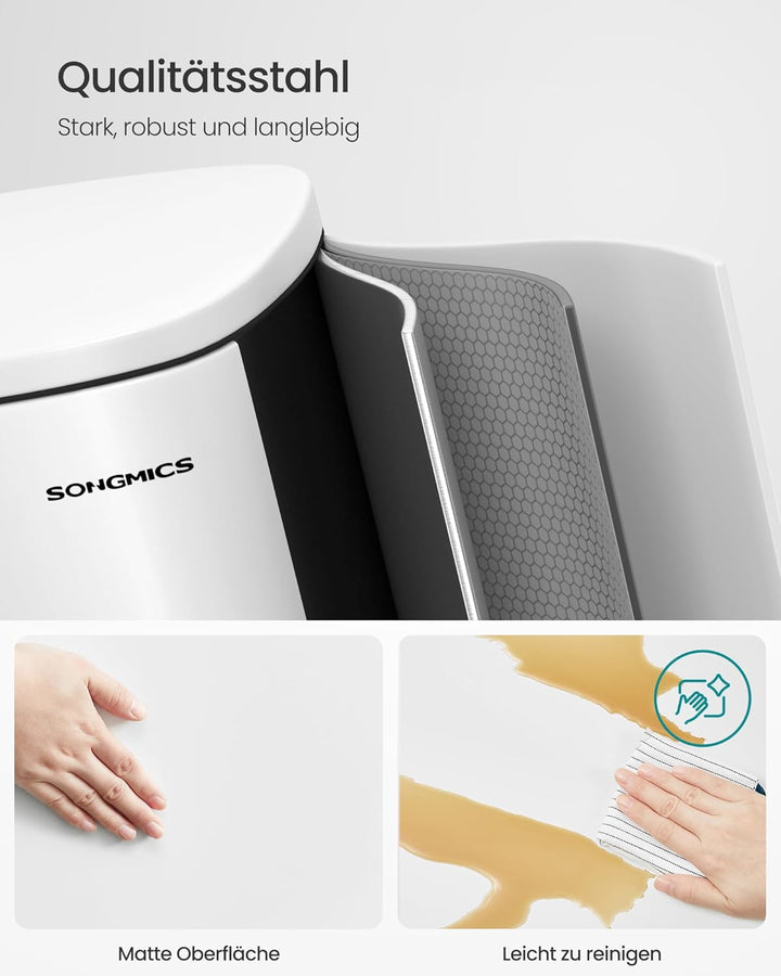 SONGMICS Mülleimer Küche, 50 Liter, Abfalleimer, Treteimer, mit Deckel, Softclose, Fusspedal, Stahl,