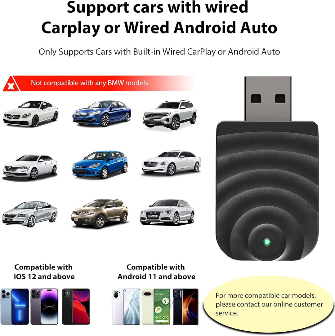 Sunweyer S21 Wireless CarPlay und Android Auto Adapter, 2 in 1 Auto Konnektivität Dongle, Plug & Pla
