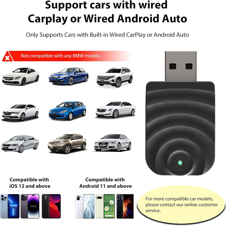 Sunweyer S21 Wireless CarPlay und Android Auto Adapter, 2 in 1 Auto Konnektivität Dongle, Plug & Pla