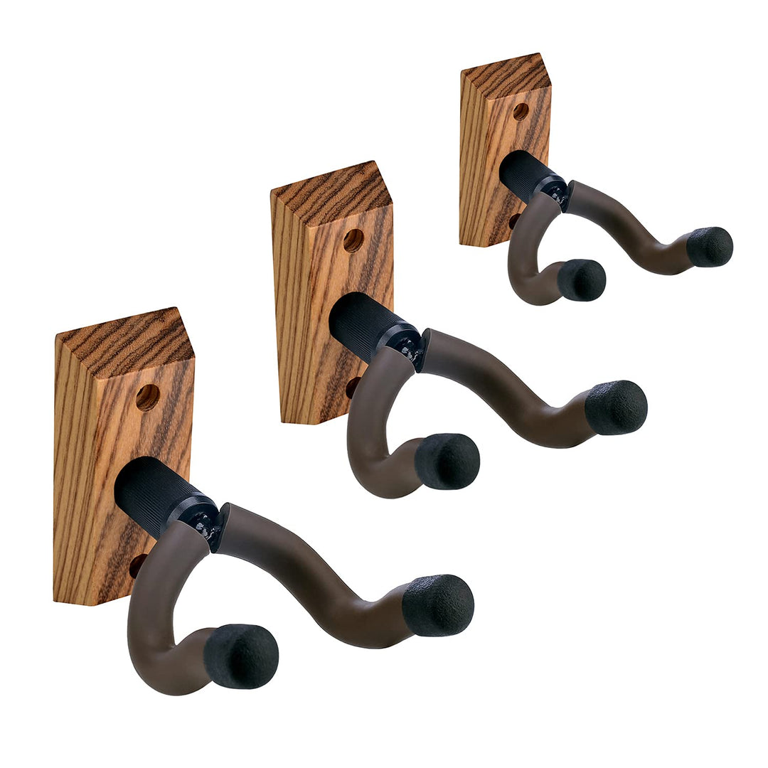 PUNK Gitarren Wandhalter 3er Pack,Zebra Hartholz-Gitarren Ukulele Wandhalterung,Gitarren Kleiderbüge