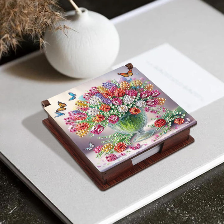 SHEGZHUC Diamond Painting Notizzettel Zettelbox Nachfüllpack Halter Bambus Notizblock mit 160 Blätte