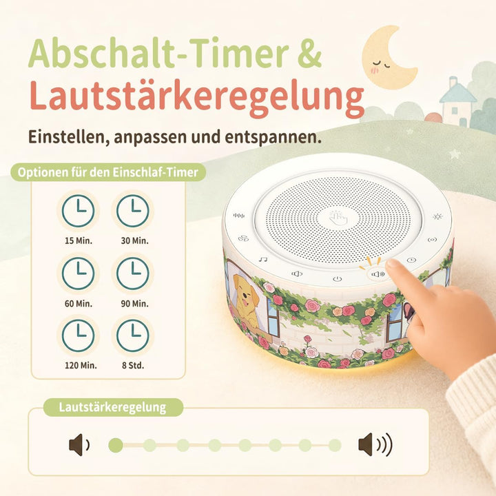 KIPCUSH Weisses Rauschgerät mit 30 High-Fidelity-Soundtracks, Sound-Maschine für Babys, Erwachsene,