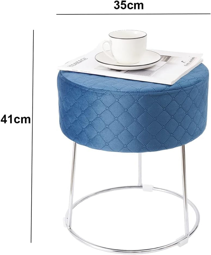 Zedelmaier Runder Velvet Hocker,Polsterhocker,Footrest Stool Ottoman,Samt Hocker bis zu 100 kg belas