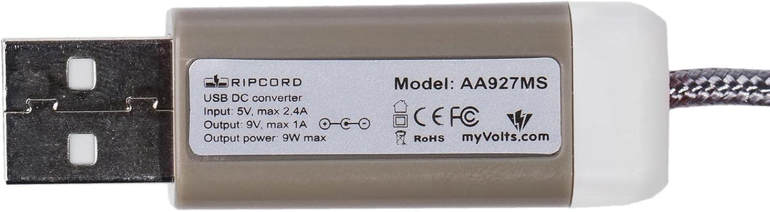 myVolts Ripcord-USB-Ladekabel mit 9V DC Ausgangsstecker kompatibel mit Strymon Riverside Effektpedal