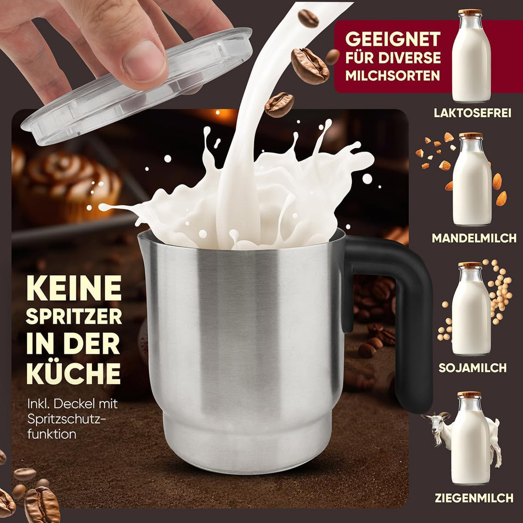 Clatronic® Milchaufschäumer elektrisch | mit Heizfunktion | warmer und kalter Schaum | für dichten,