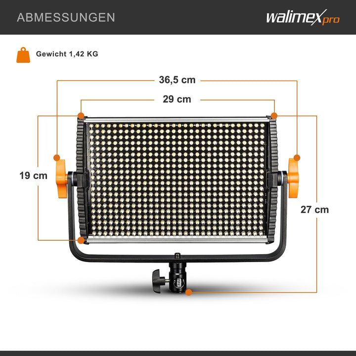 Walimex pro Niova 900 Plus Daylight – LED Videoleuchte Dauerlicht Flächenleuchte, 54 Watt, 900 LED,