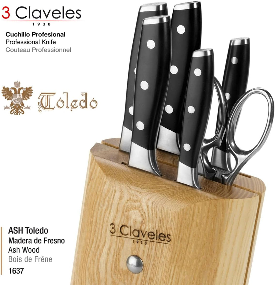 3 Claveles Küchenmesser-Set, Edelstahl, Holz, 1.25 picometer Messer-Set Toledo, Messer-Set Toledo