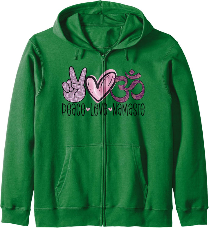 Peace Love Namaste Om Zeichen Lustiges Hippie Yogi Yoga Kapuzenjacke