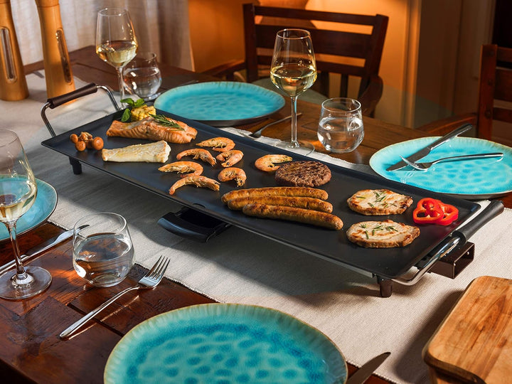 Bestron elektrischer Tischgrill, XL Plancha-/Teppanyaki-Grillplatte mit Antihaftbeschichtung, Grills