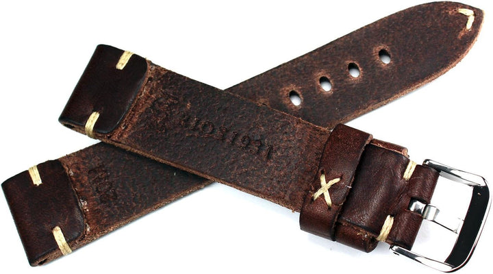 Sulla RIOS 1931 Herren Leder Deutsch Uhrenarmband Vintage 22 mm dunkel Braun 22/18mm