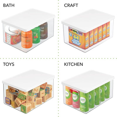 mDesign 4er-Set Kühlschrankbox – Kühlschrank Vorratsdose mit Griffen und abnehmbarem Deckel – lebens