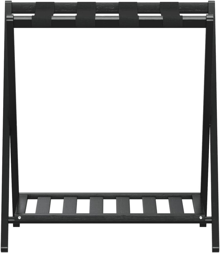 Gepäckablage Bambus Schwarz 68x38x58 cm mit stabilen Gurten, klappbar und platzsparend für Hotel, Gä