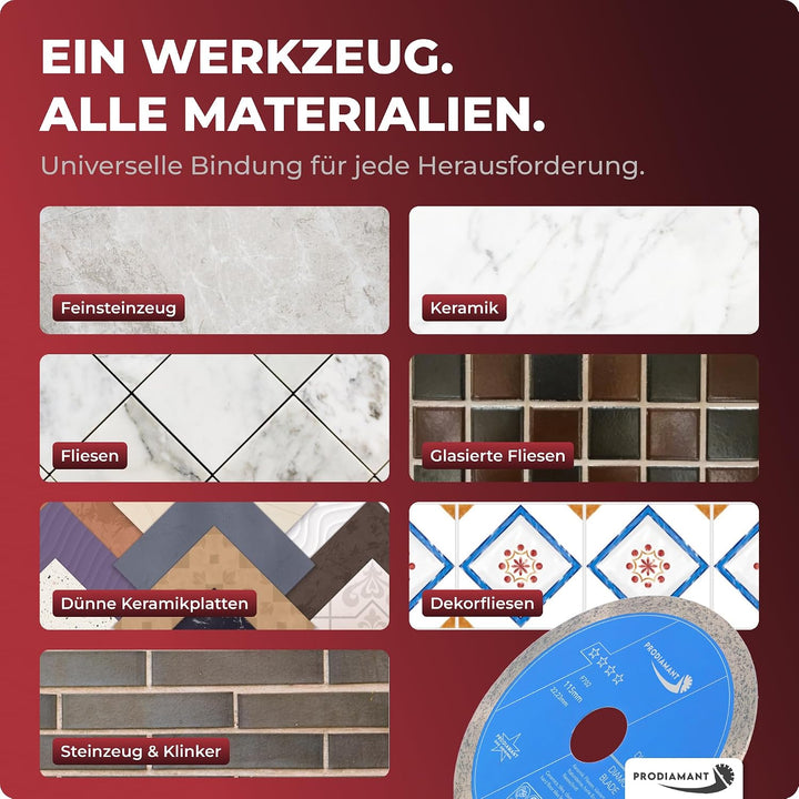 PRODIAMANT Profi Diamant-Trennscheibe Prorim 115 mm x 22,23 mm kein ausbrechen bei glasierten Fliese