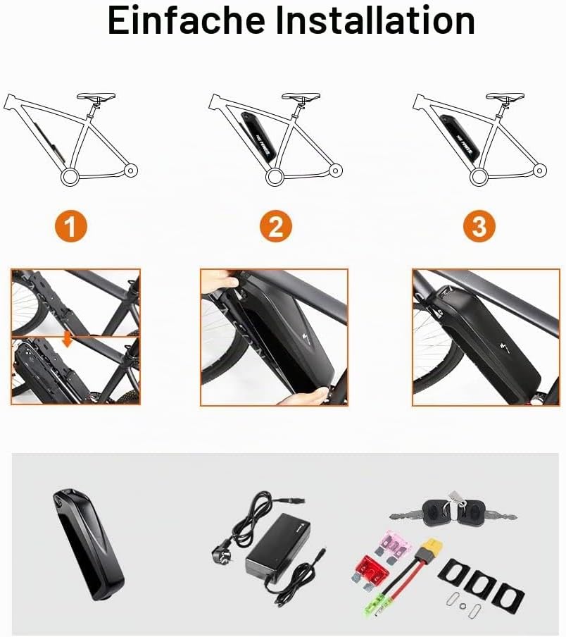 SEASON 36V Ebike Akku 13Ah 14.5Ah 15.6Ah 18Ah - Ebike Batterie passt für 750W / 500W / 250W für Elek