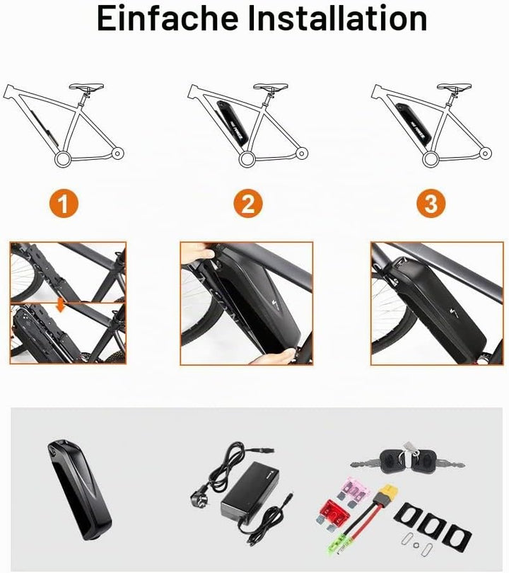 SEASON 36V Ebike Akku 13Ah 14.5Ah 15.6Ah 18Ah - Ebike Batterie passt für 750W / 500W / 250W für Elek