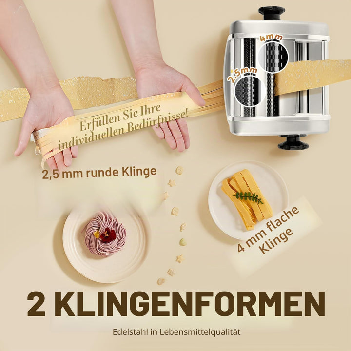 CGOLDENWALL Elektrische Nudelmaschine Haushalts Frisch Nudelteigmaschine aus Edelstahl mit 2.5mm Run