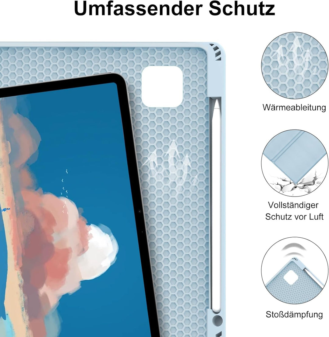 Hülle mit Tastatur für iPad Pro 12.9 Zoll 6ª 2022 /5ª 2021/4ª 2020/3ª Gen 2018, QWERTZ Deutsches Mag