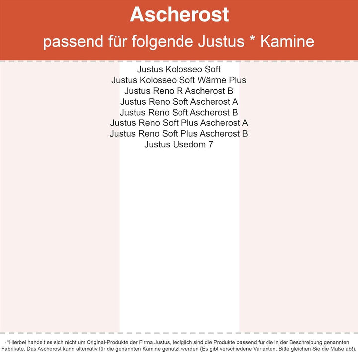 Kaminrost/Ascherost Eckig 225 x 175 x 10 mm passend für Justus ** Kaminöfen inkl. Modellübersicht -