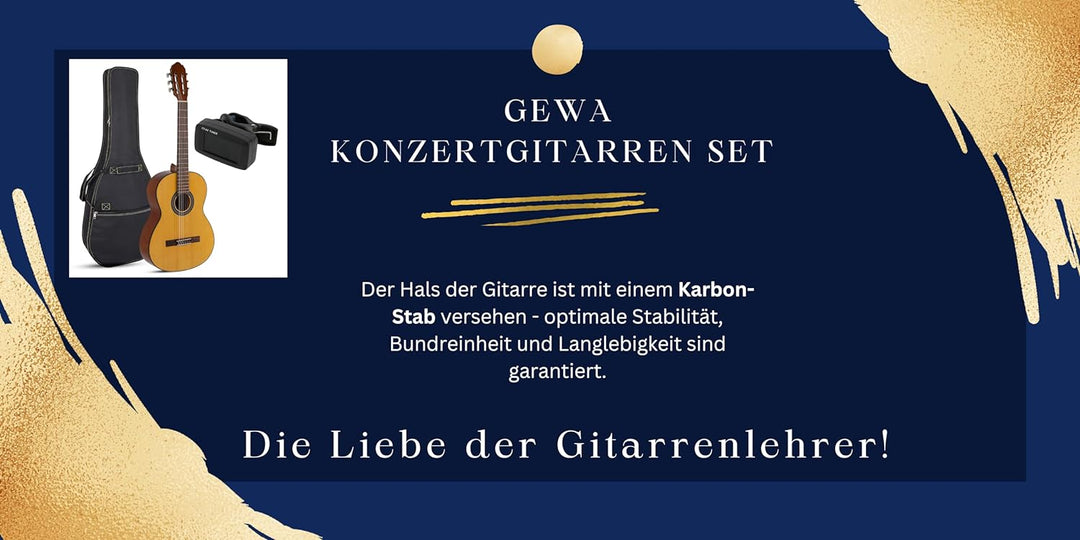 GEWA Konzertgitarren Student 3/4 mit Tasche und Tuner, für die Musikschule, Starter Set, 3/4