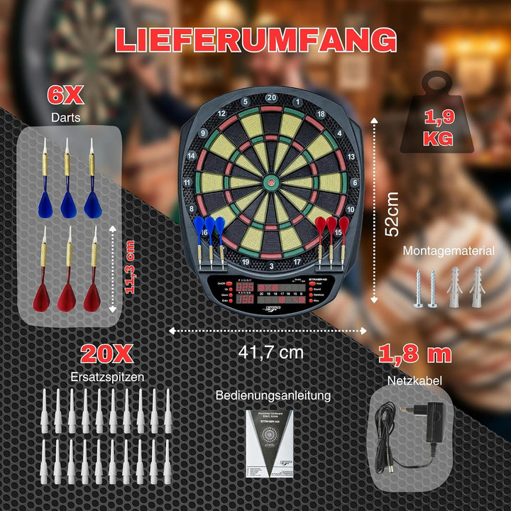 Carromco 92445 Dartboard STRIKER-401 - Elektronische Dartscheibe mit Pfeilen, Dart Set für 44204 Spi