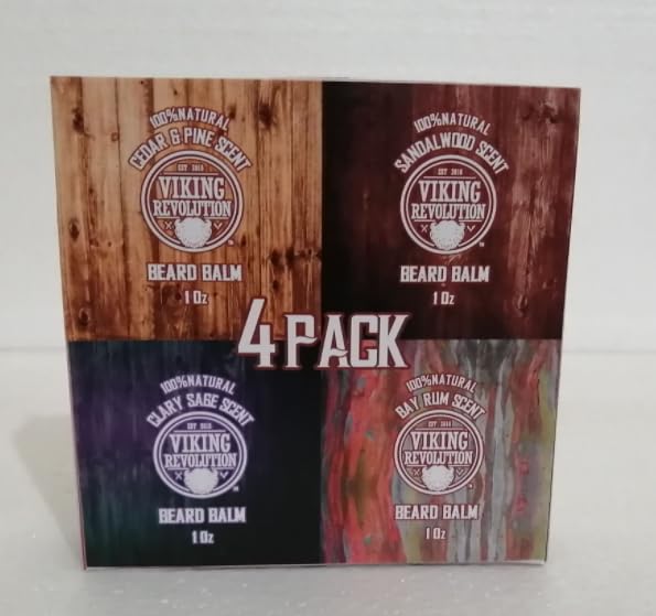 Viking Revolution - Bart Balsam 4er-Sortenpackung - Bartwachs - Stylt, Stärkt und Macht Weich - Sand